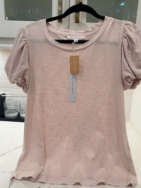 Jane and Delancey Puff-Sleeve Short Sleeve Tee in Blush Pink